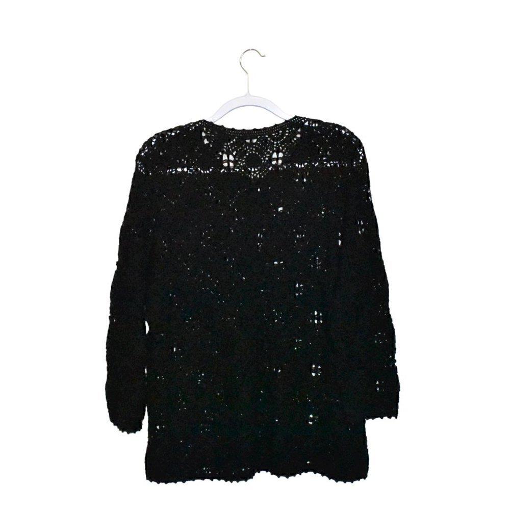 Kate Hill Button Down Grandma Crochet Sweater Black Size XL - Picture 2 of 10